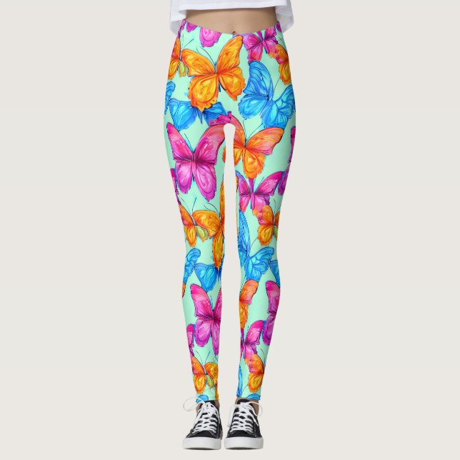 Leggings Motif de papillons colorés (Devant)