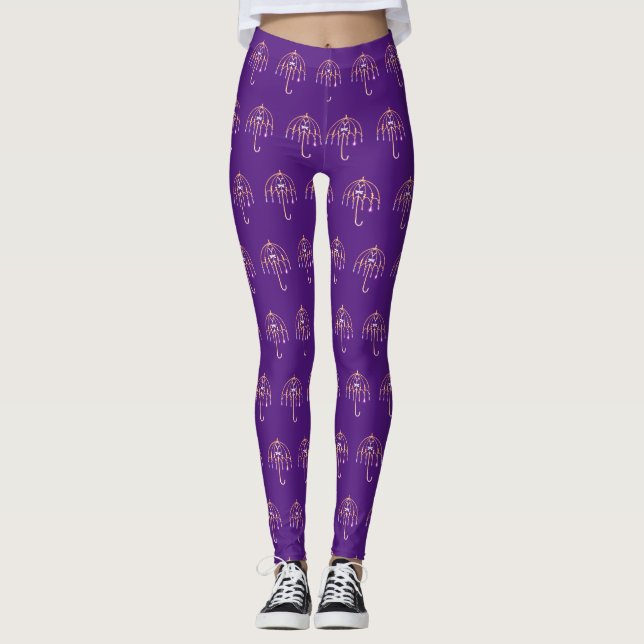 Leggings - Motif de parapluies de fil (Devant)