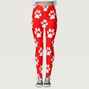 Leggings Motif de pattes rouges et blanches