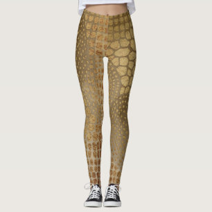 Leggings Motif de peau de girafe en or de luxe