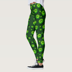 Leggings Motif de pelouse peinte à l'huile verte,