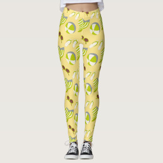Leggings Motif de plage avec lunettes de soleil et casquett