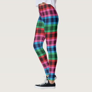 Leggings Motif de plaid de quatre couleurs