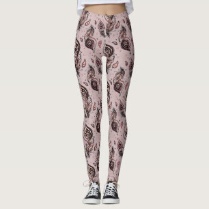 Leggings Motif de plume de paon