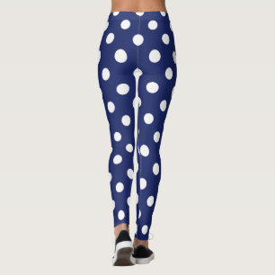 Leggings Motif de point de polka de bleu marine et de blanc