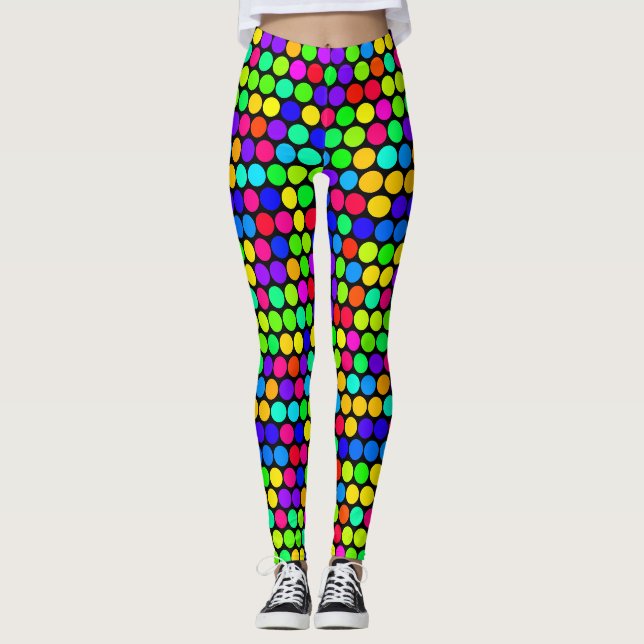 Leggings Motif de point de Polka Neon vibrant (Devant)