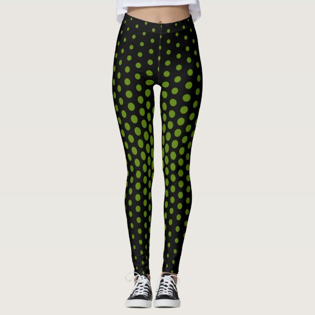 Leggings Motif de points de techno vert (Devant)