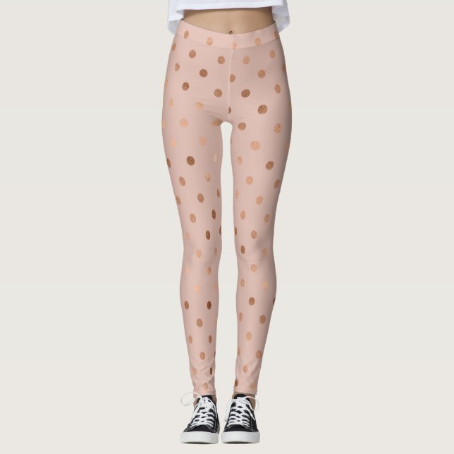 Leggings Motif de points d'or Rose chic (Devant)