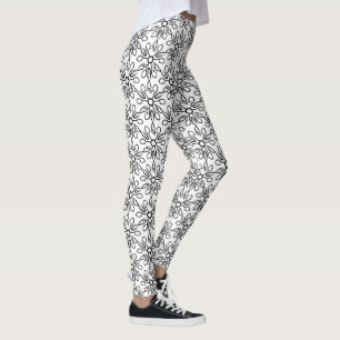 Leggings Motif de poisson et de Hochet noir et blanc