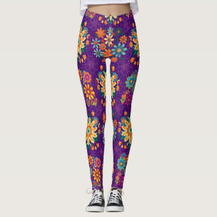 Leggings Motif de pots de fleurs multicolores - Rose et Vio