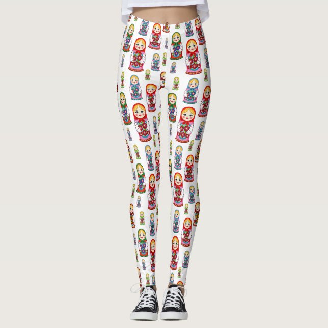 Leggings Motif de poupée d'imbrication (Devant)