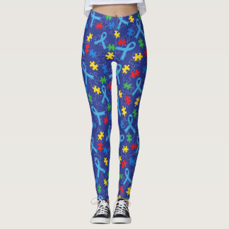 Leggings Motif de puzzle de ruban de mois de