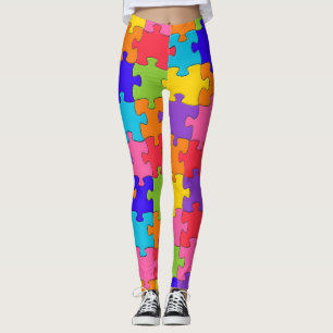 Leggings motif de puzzle - Pièces multicolores