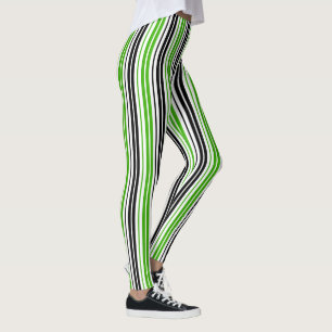 Leggings Motif de rayures vert noir blanc