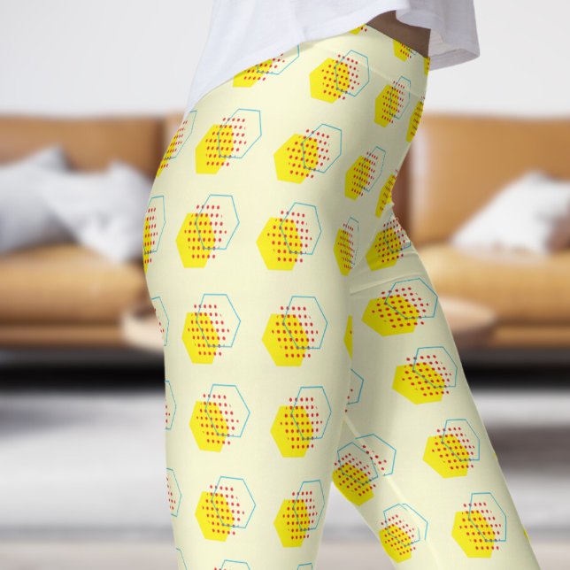 Leggings Motif de récolte de miel jaune gras (Honey Harvest on Light GoldenRod Yellow)