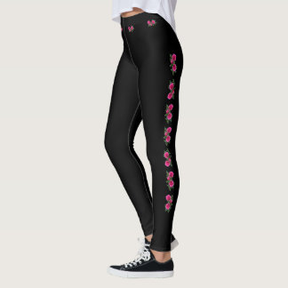 Leggings Motif de rose noir