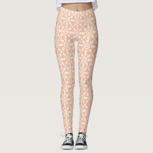Leggings Motif de Rosette Géométrique Corail Pêche