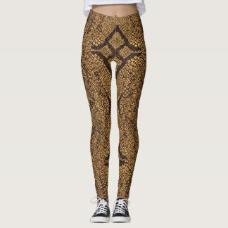 Leggings Motif de serpent à dos de diamant