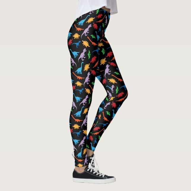 Leggings motif de silhouette de sept espèces de dinosaures (Droite)