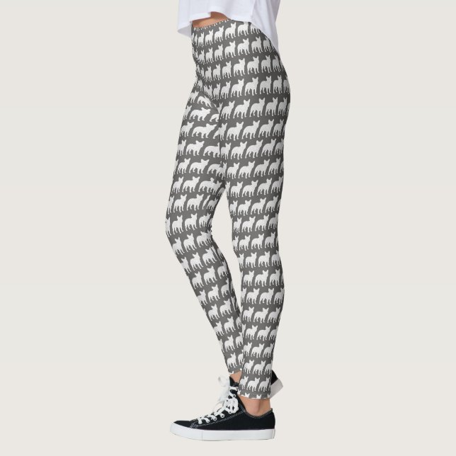 Leggings Motif de silhouettes de bouledogue français (Gauche)
