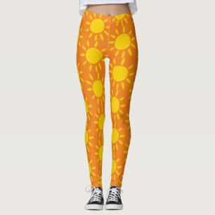 Leggings Motif de soleil d'été jaune abstrait cool sur oran