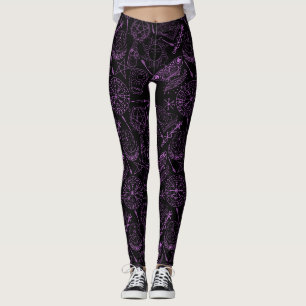 Leggings motif de sorcellerie 2506.Violet. BG noir