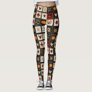 Leggings Motif de surface composée d'automne rustique Mot