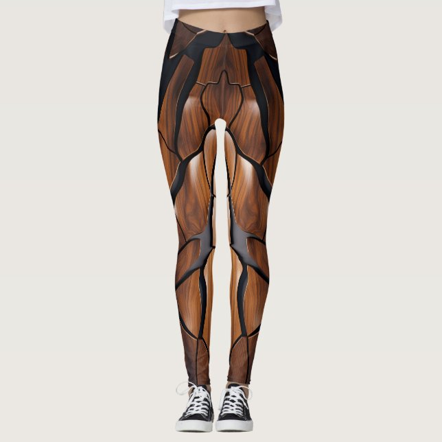Leggings Motif de surface en bois fêlé moderne (Devant)