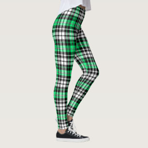 Leggings Motif de tartan à carreaux vert noir et blanc