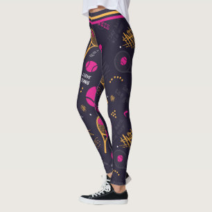 Leggings motif de tennis de Neon sur arrière - plan sombre