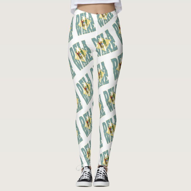 Leggings Motif de texte de l'indicateur d'état Delaware (Devant)