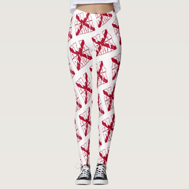 Leggings Motif de texte du drapeau de l'état de l'Alabama (Devant)