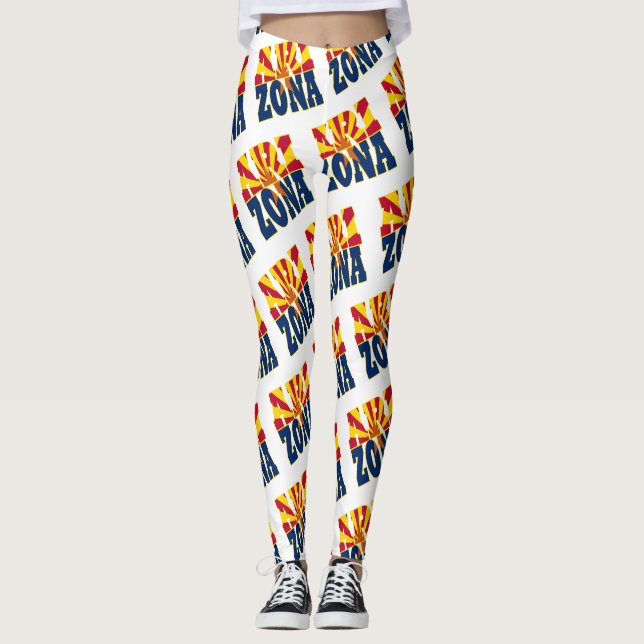 Leggings Motif de texte du drapeau de l'état de l'Arizona (Devant)