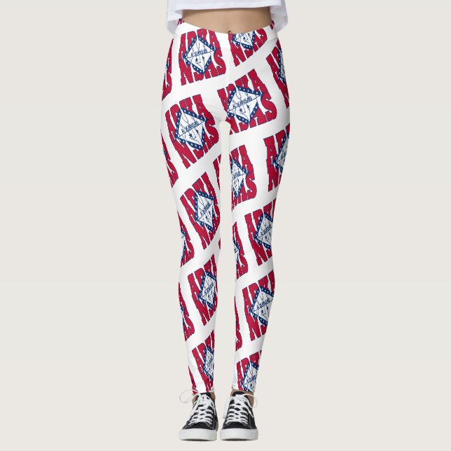 Leggings Motif de texte du drapeau de l'État de l'Arkansas (Devant)