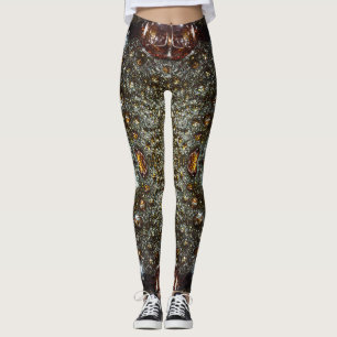 Leggings motif de texture brun Abstrait et gris foncé