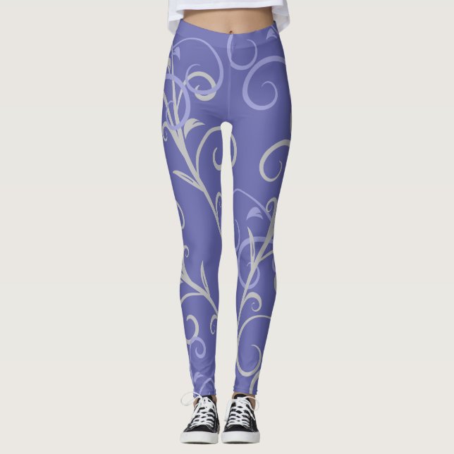 Leggings Motif de tourbillon violet moderne (Devant)