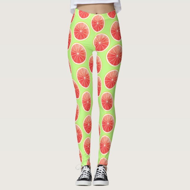 Leggings Motif de tranches de pamplemousse rose (Devant)