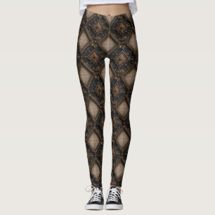 Leggings Motif de travail du bois sculpté gothique (1)
