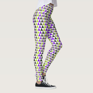 Leggings Motif de triangles - dos noir vert lilas + votre.