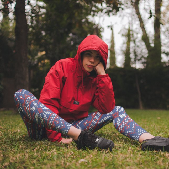Leggings Motif de Tricot blanc, rouge et bleu Noël (Créateur téléchargé)