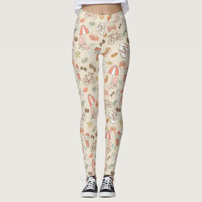 Leggings Motif de vacances d'été (Devant)