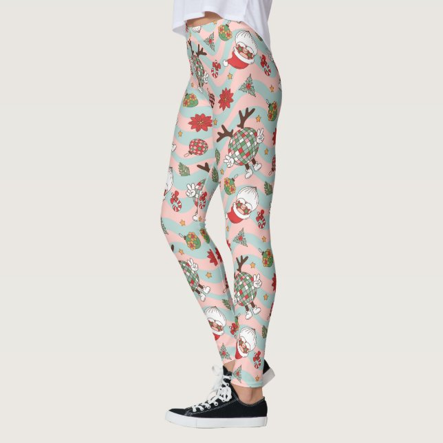 Leggings Motif de vacances Disco Père Noël et Reindeer (Gauche)