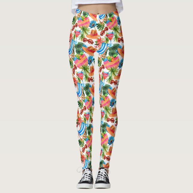 Leggings Motif de vacances Tropical Summer Beach (Devant)