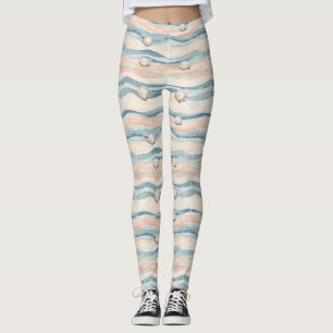 Leggings Motif de vague de coquillage nautique