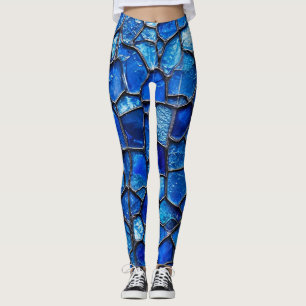 Leggings Motif de verre vénitien bleu