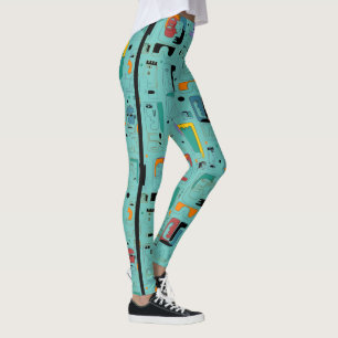 Leggings Motif de visages anciens maya tribaux abstraits 1