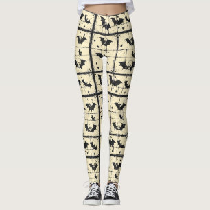 Leggings Motif de vol de chauve-souris Halloween vintage