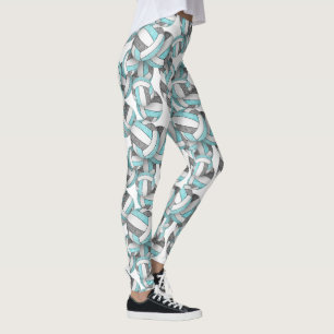 Leggings Motif de volley-ball blanc gris Aqua