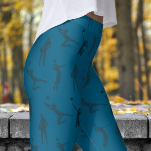 Leggings Motif de volley-ball féminin élégant Ocean Blue