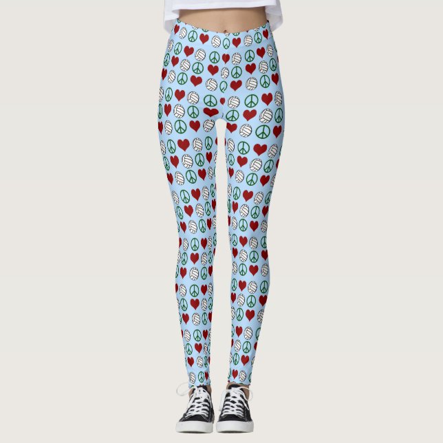 Leggings Motif de volley-ball Peace Love (Devant)